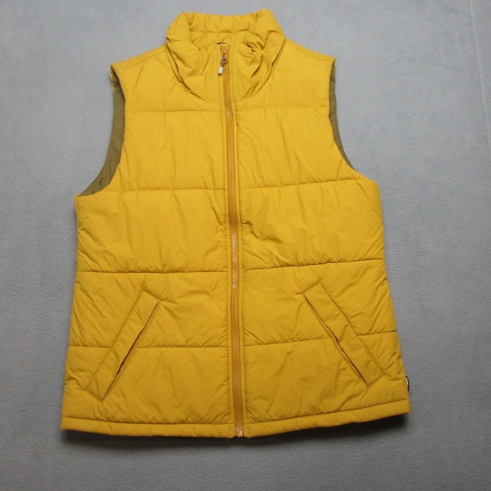 REI Vest Womens Small Yellow Puffer Vest Insulated Mock Neck Full Zip